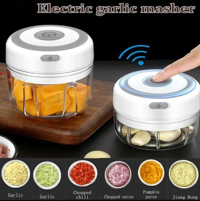 Electric Garlic Smasher Meat Grinder in use