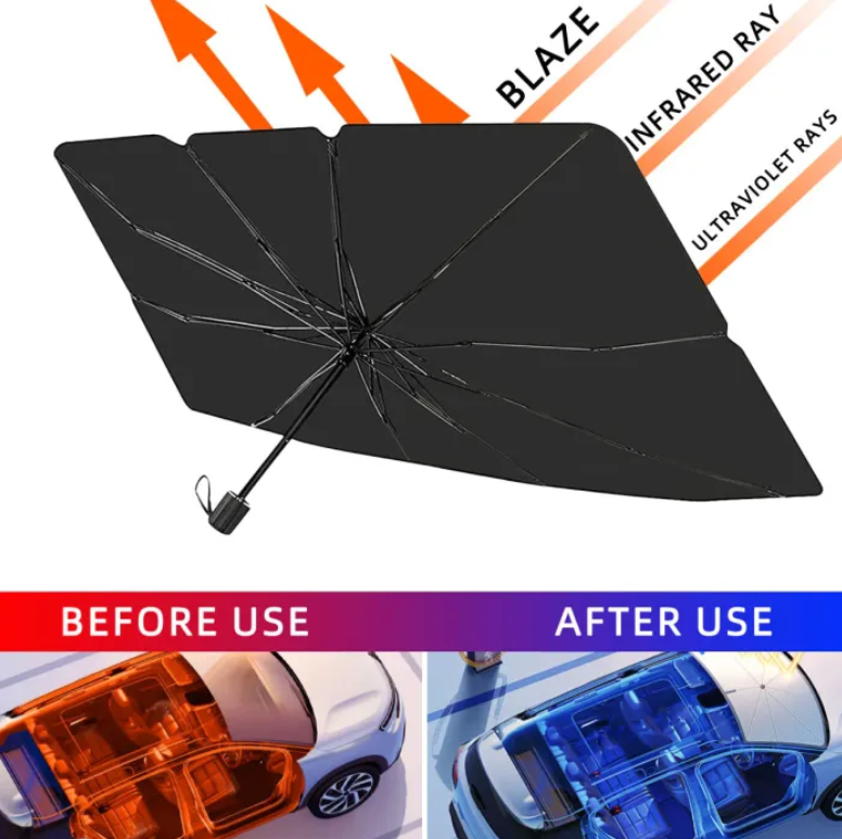 Car Sunshade Before and After Use